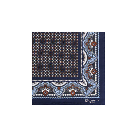 POCHETTE DA TASCHINO IN SETA STAMPATA BLU SCURO