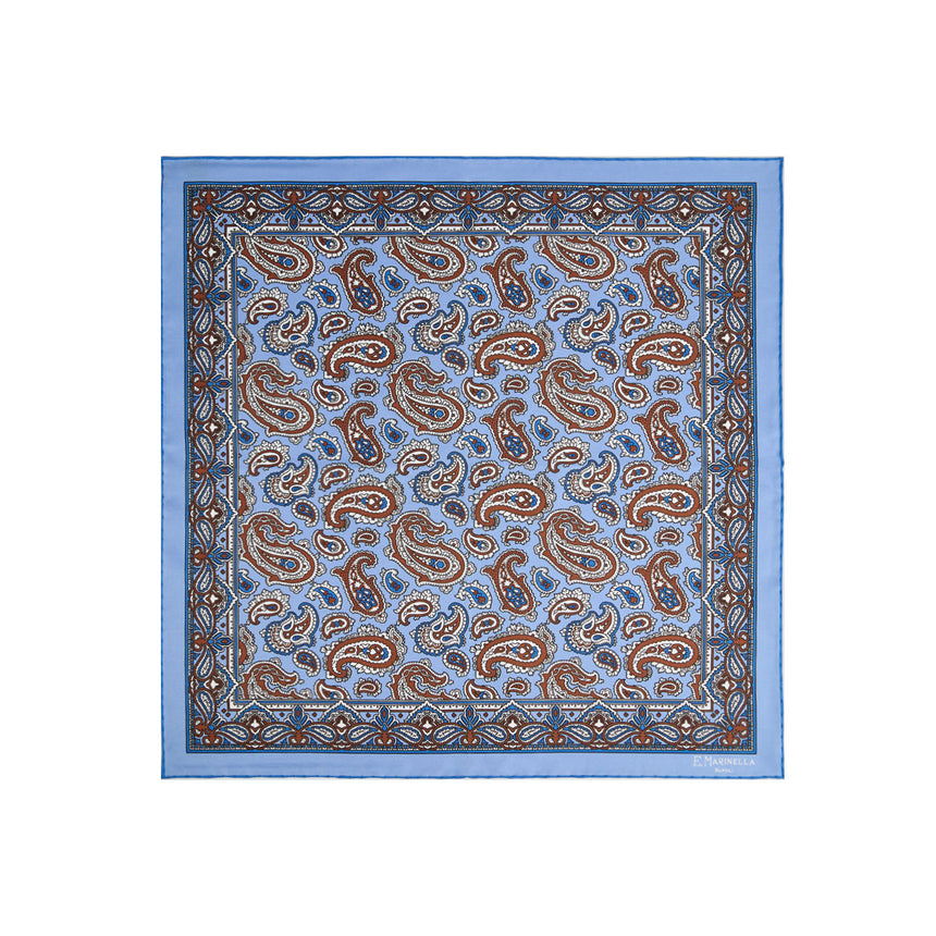 POCHETTE DA TASCHINO IN SETA STAMPATA AZZURRA