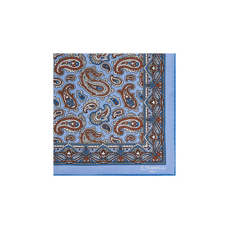 LIGHT BLUE PRINTED SILK POCKET SQUARE