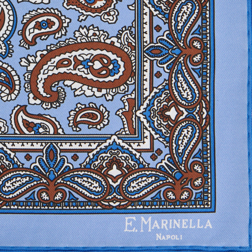 POCHETTE DA TASCHINO IN SETA STAMPATA AZZURRA