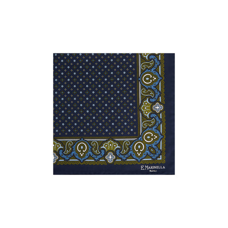 POCHETTE DA TASCHINO IN SETA STAMPATA BLU SCURO