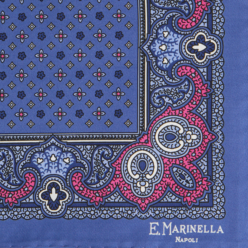 POCHETTE DA TASCHINO IN SETA STAMPATA AZZURRO POLVERE