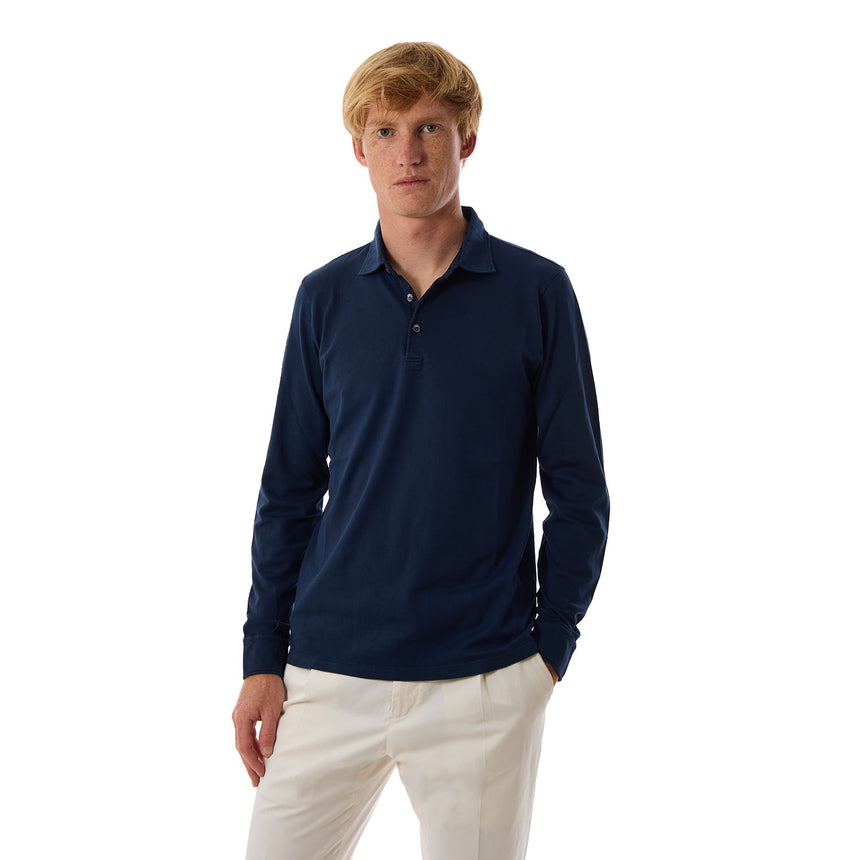POLO MANICA LUNGA BLU SCURO