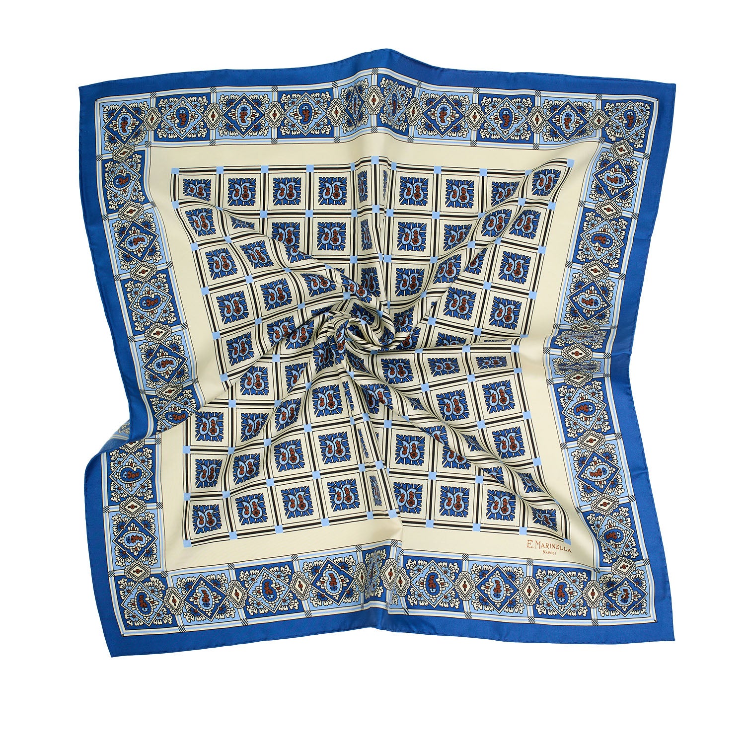 Powder Blue 7 Fold Sartorial Silk Tie - Small Flower Pattern – E