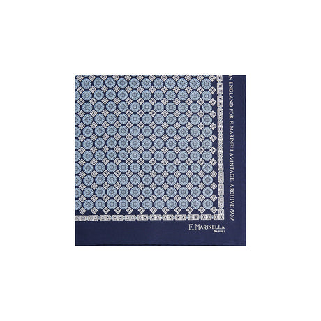POCHETTE DA TASCHINO IN SETA STAMPATA A MANO BLU