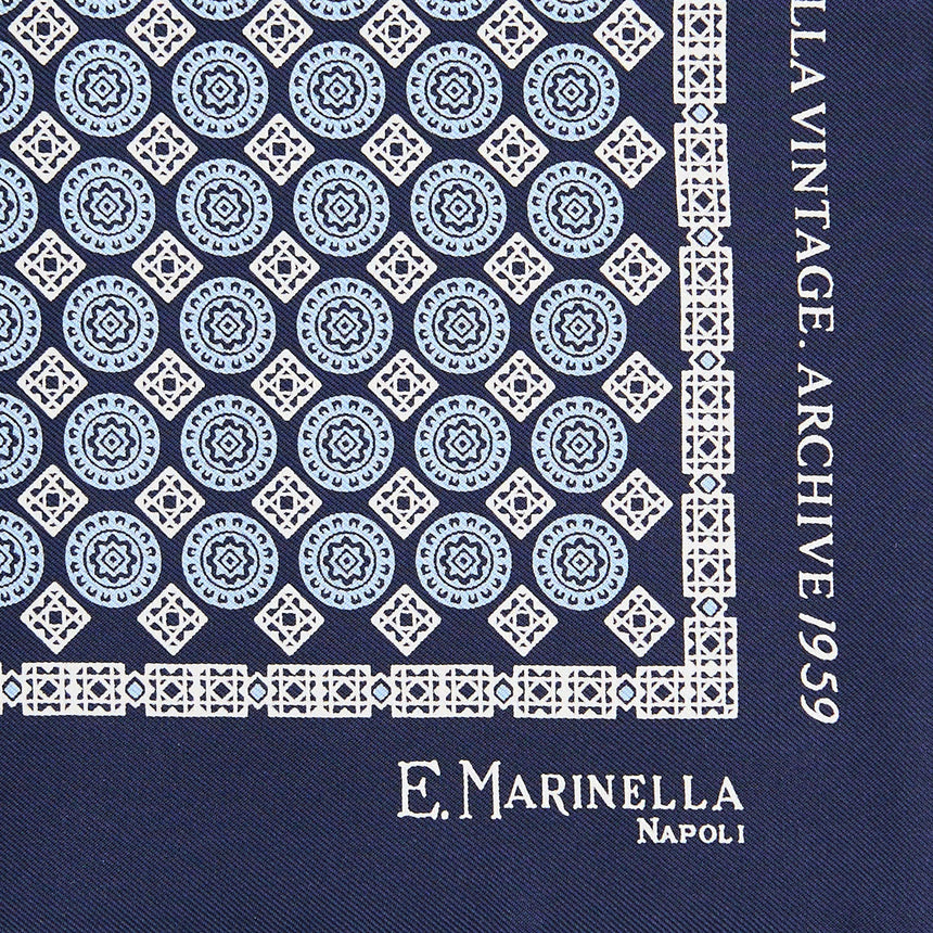 POCHETTE DA TASCHINO IN SETA STAMPATA A MANO BLU