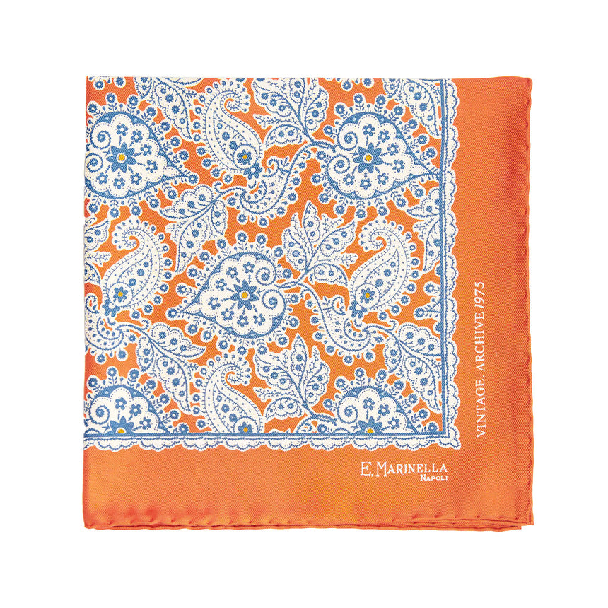 POCHETTE DA TASCHINO IN SETA STAMPATA A MANO ARANCIONE