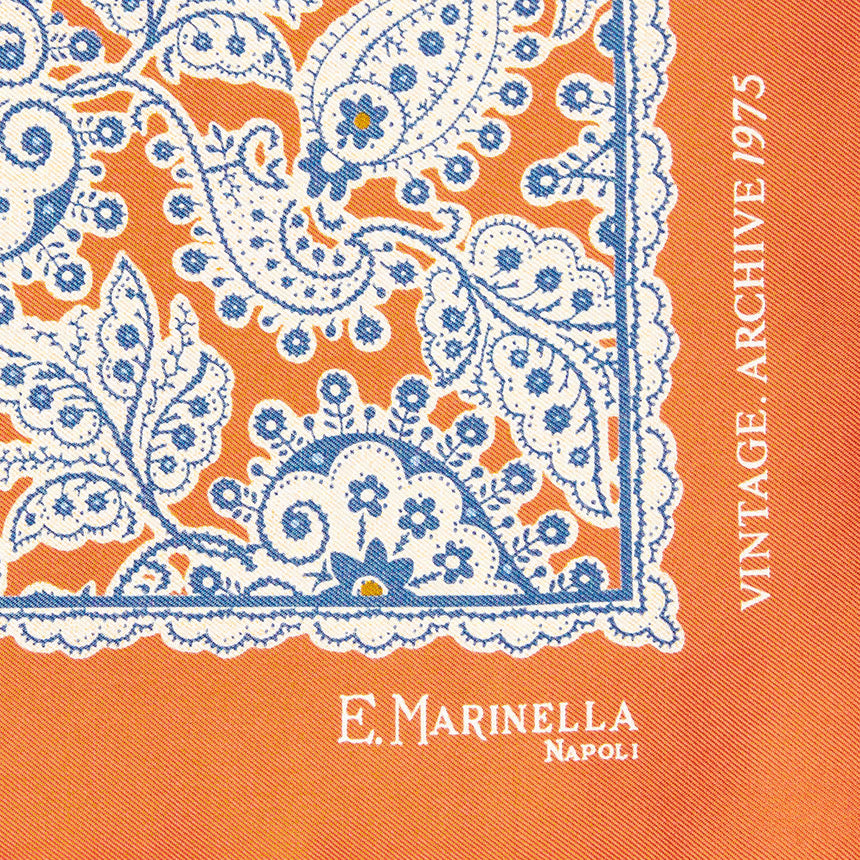 POCHETTE DA TASCHINO IN SETA STAMPATA A MANO ARANCIONE