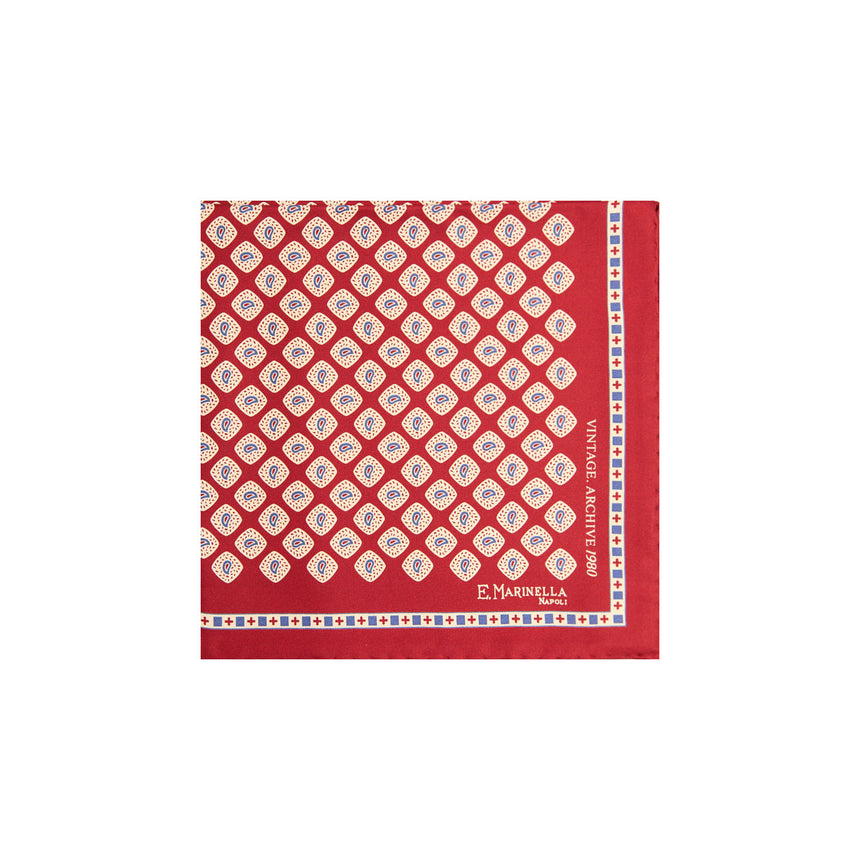 POCHETTE DA TASCHINO IN SETA STAMPATA A MANO BORDEAUX