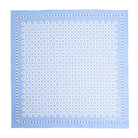 LIGHT BLUE HAND-PRINTED SILK POCKET SQUARE