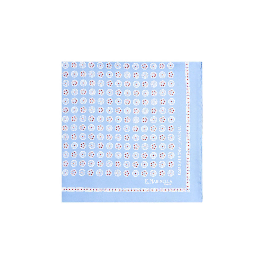 POCHETTE DA TASCHINO IN SETA STAMPATA A MANO AZZURRA