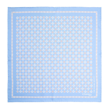 LIGHT BLUE HAND-PRINTED SILK POCKET SQUARE