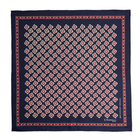 POCHETTE DA TASCHINO IN SETA STAMPATA A MANO BLU SCURO