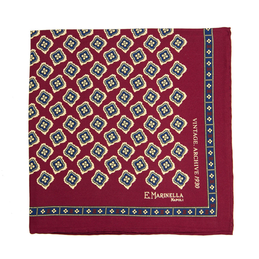 POCHETTE DA TASCHINO IN SETA STAMPATA A MANO BORDEAUX