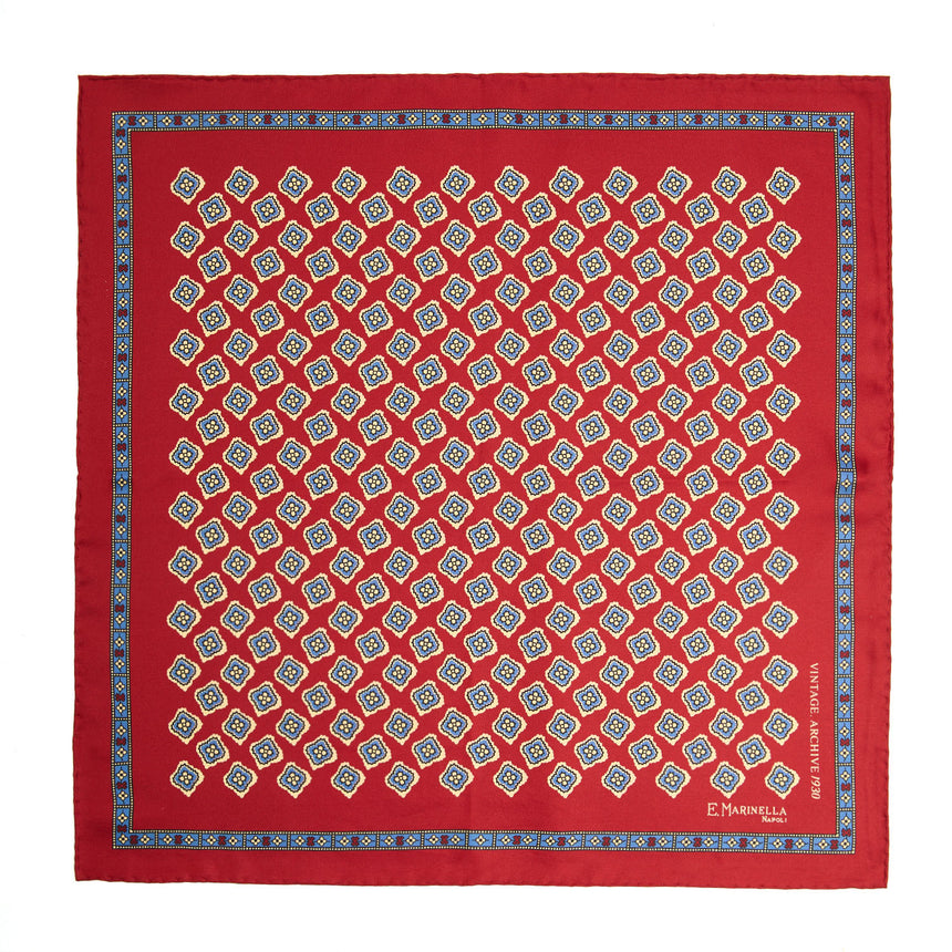 POCHETTE DA TASCHINO IN SETA STAMPATA A MANO ROSSA