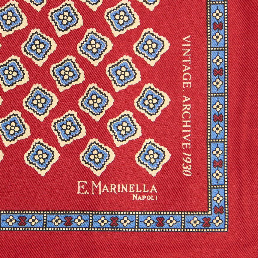 POCHETTE DA TASCHINO IN SETA STAMPATA A MANO ROSSA