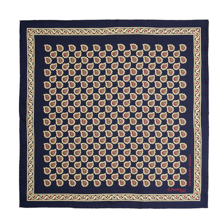 POCHETTE DA TASCHINO IN SETA STAMPATA A MANO BLU SCURO