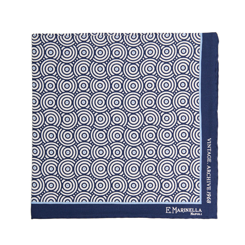 POCHETTE DA TASCHINO IN SETA STAMPATA A MANO BLU SCURO