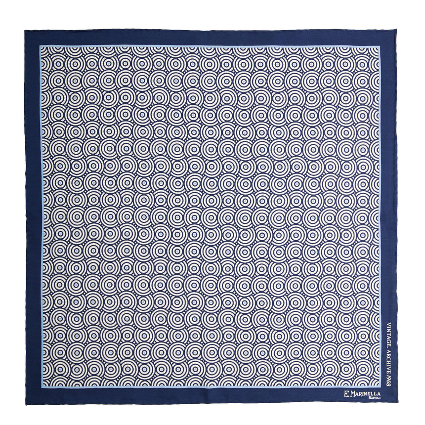 POCHETTE DA TASCHINO IN SETA STAMPATA A MANO BLU SCURO