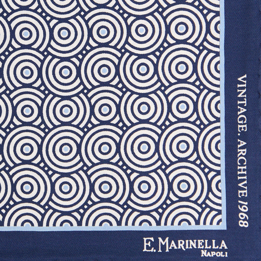 POCHETTE DA TASCHINO IN SETA STAMPATA A MANO BLU SCURO