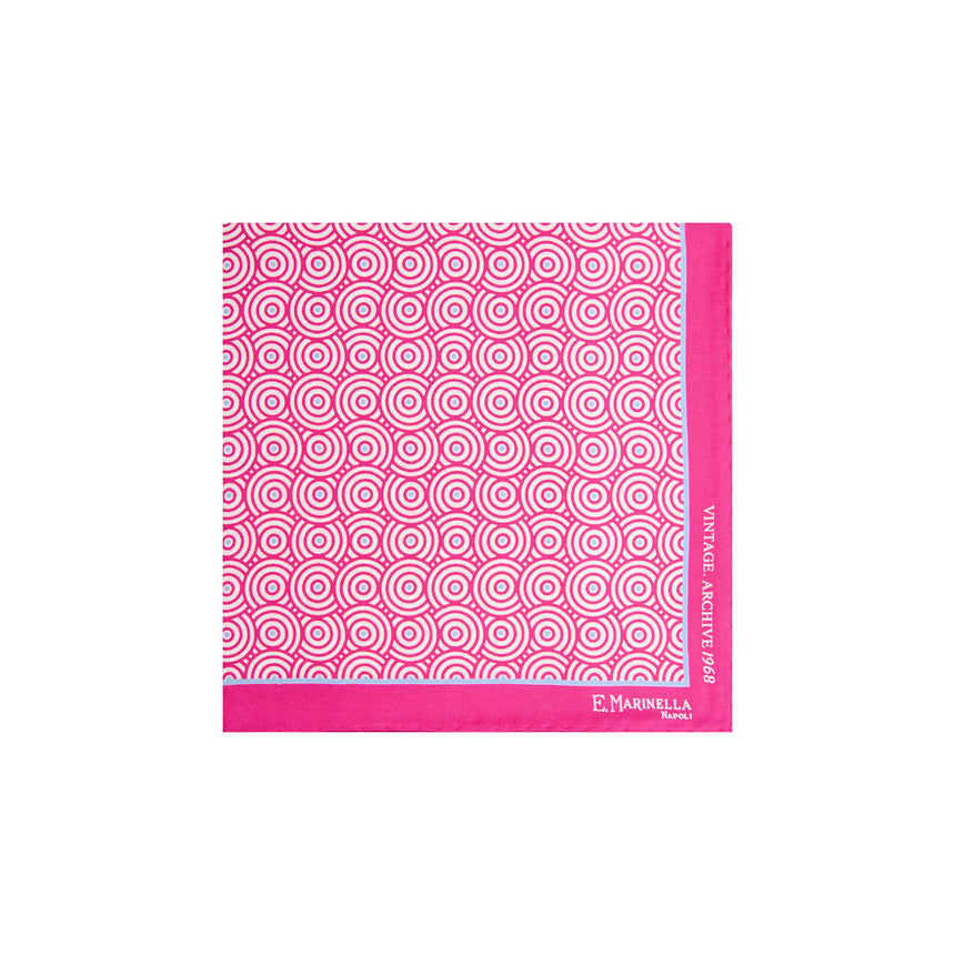 FUCHSIA HAND-PRINTED SILK POCKET SQUARE
