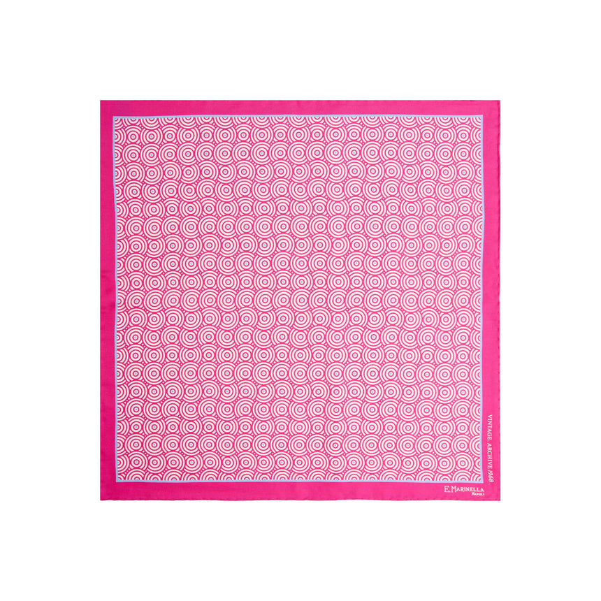 FUCHSIA HAND-PRINTED SILK POCKET SQUARE