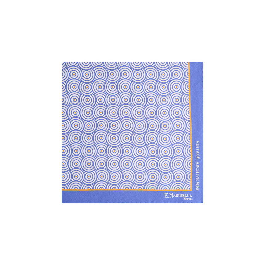 POWDER BLUE HAND-PRINTED SILK POCKET SQUARE