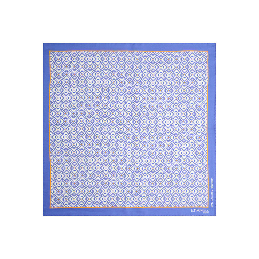 POWDER BLUE HAND-PRINTED SILK POCKET SQUARE