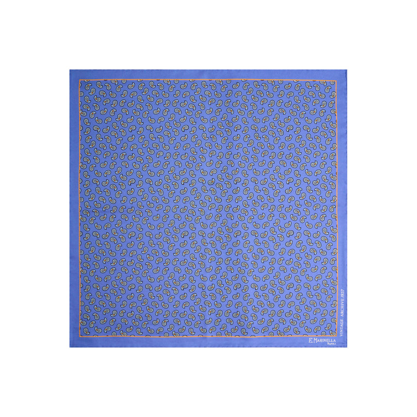 POWDER BLUE HAND-PRINTED SILK POCKET SQUARE