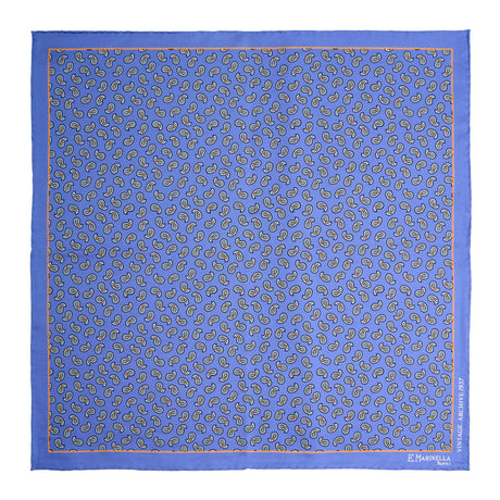 POCHETTE DA TASCHINO IN SETA STAMPATA A MANO AZZURRO POLVERE