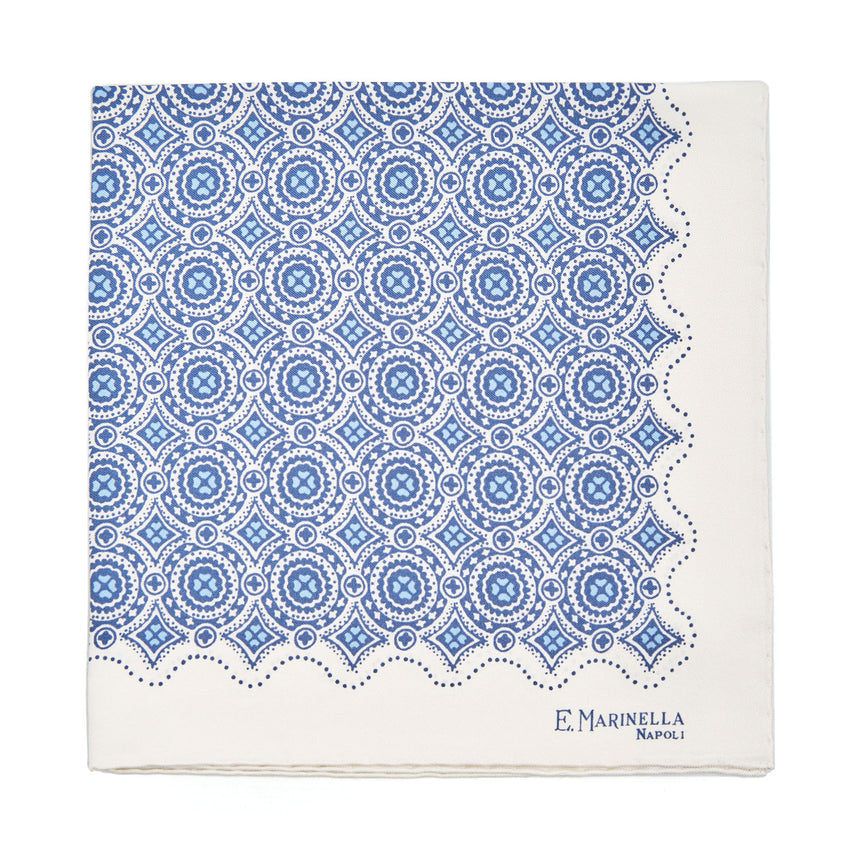 POCHETTE DA TASCHINO IN SETA STAMPATA A MANO BIANCA