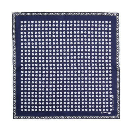 POCHETTE DA TASCHINO IN SETA STAMPATA A MANO BLU SCURO