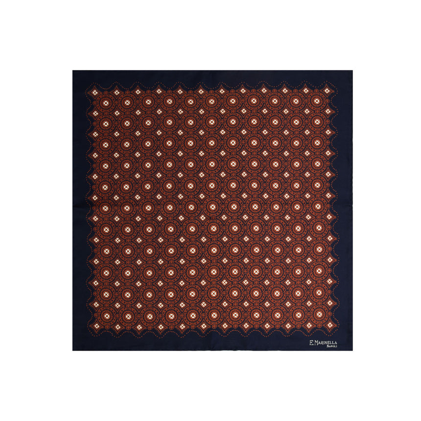 POCHETTE DA TASCHINO IN SETA STAMPATA A MANO BLU SCURO