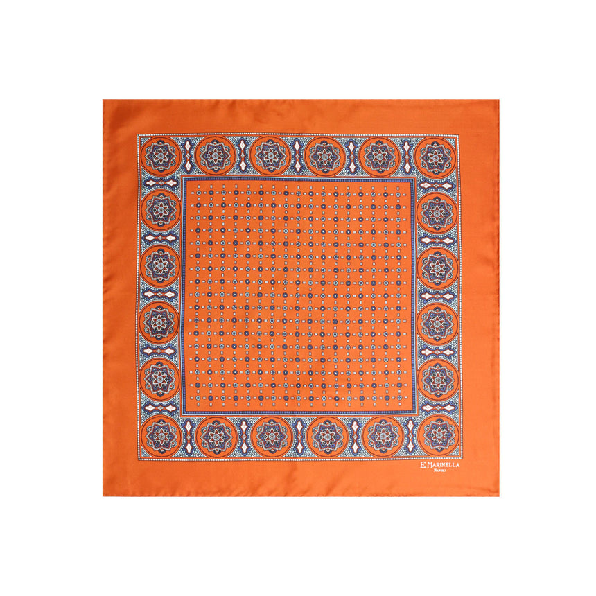 POCHETTE DA TASCHINO IN SETA STAMPATA A MANO ARANCIONE