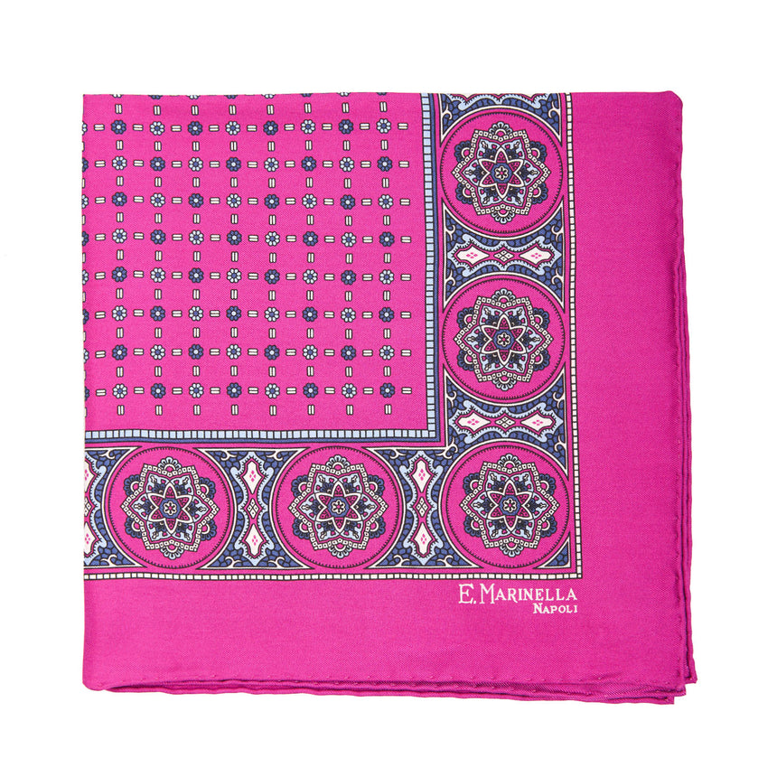 POCHETTE DA TASCHINO IN SETA STAMPATA A MANO FUCSIA