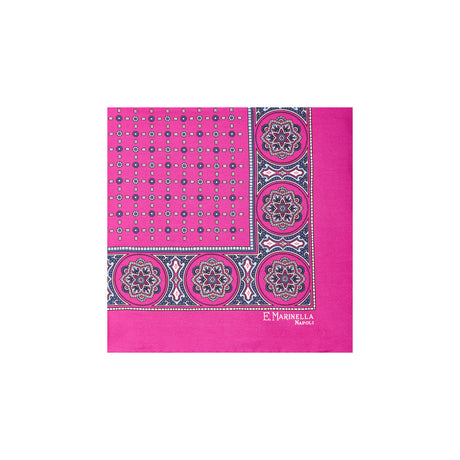 FUCHSIA HAND-PRINTED SILK POCKET SQUARE