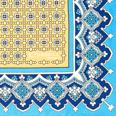 YELLOW HAND-PRINTED SILK POCKET SQUARE