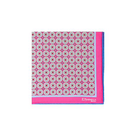 FUCHSIA HAND-PRINTED SILK POCKET SQUARE