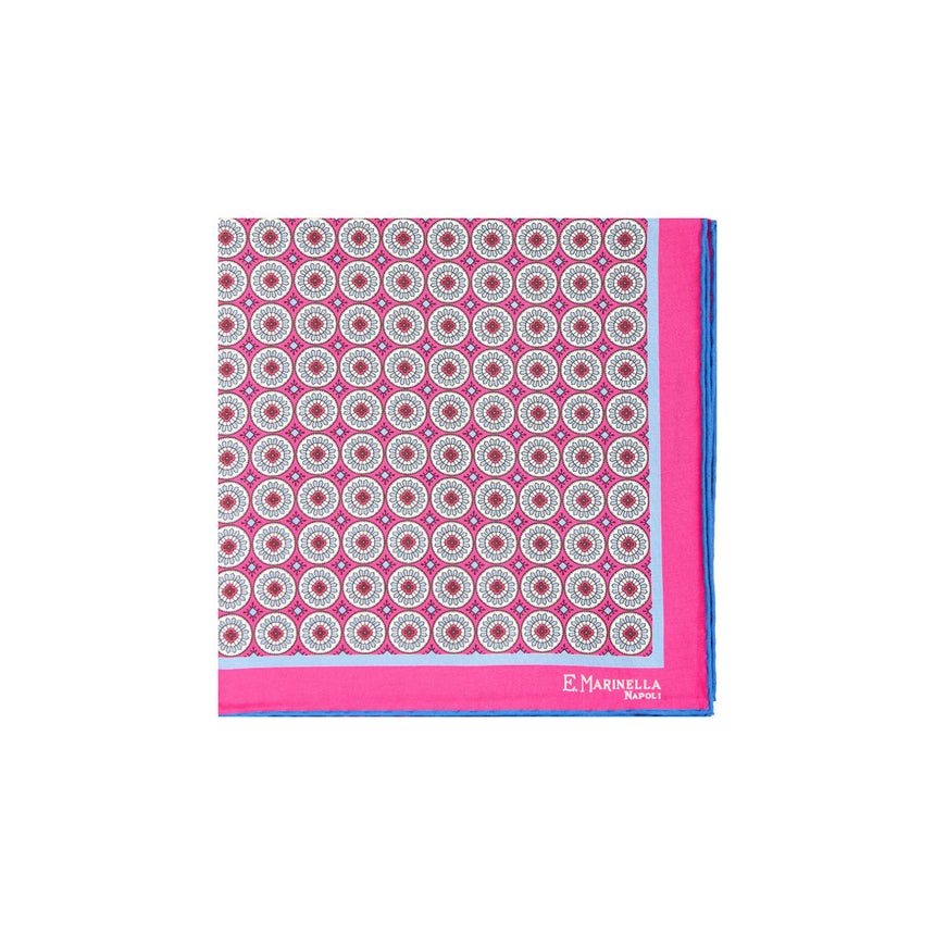 POCHETTE DA TASCHINO IN SETA STAMPATA A MANO FUCSIA