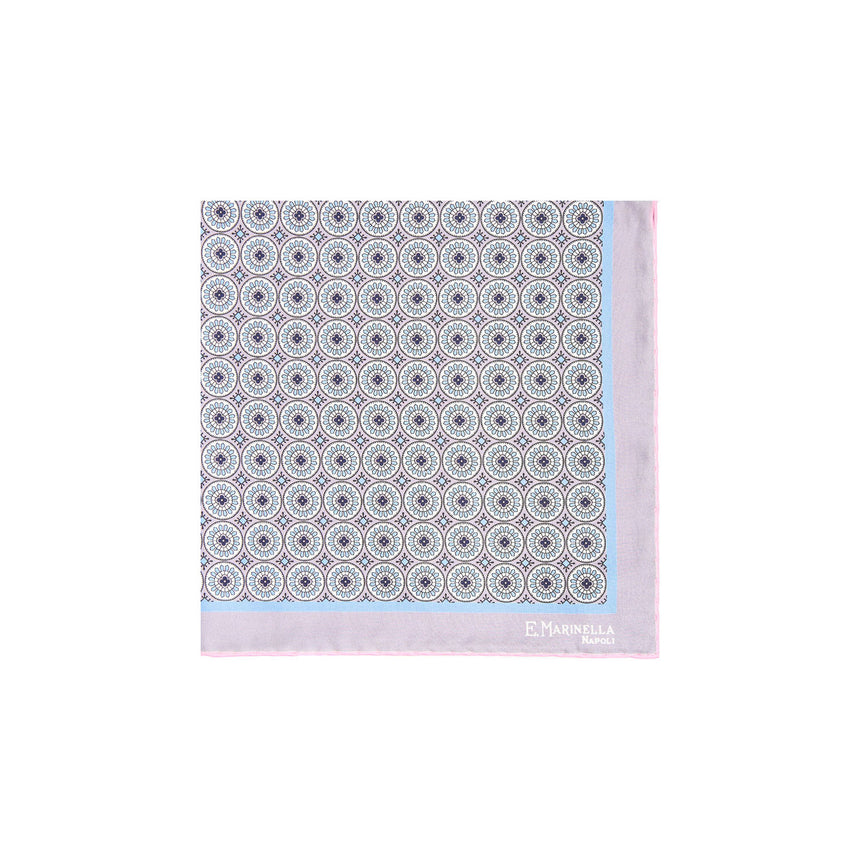 POCHETTE DA TASCHINO IN SETA STAMPATA A MANO GRIGIO CHIARO