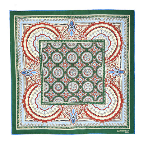 POCHETTE DA TASCHINO IN SETA STAMPATA A MANO VERDE SCURO