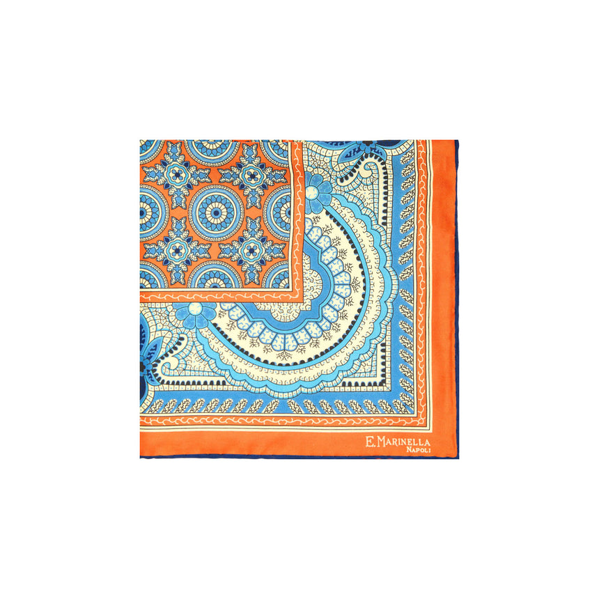 POCHETTE DA TASCHINO IN SETA STAMPATA A MANO ARANCIONE
