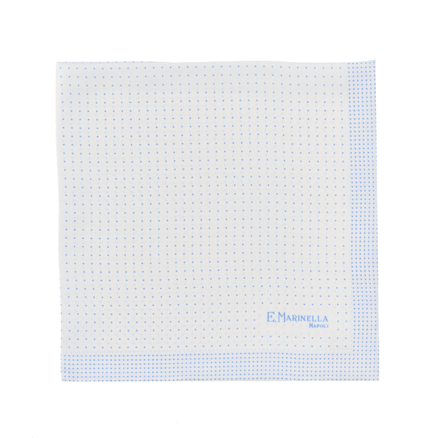 WHITE HAND-PRINTED SILK POCKET SQUARE