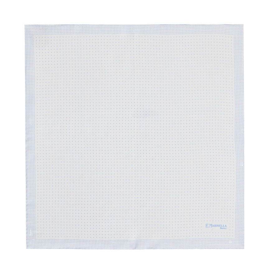 WHITE HAND-PRINTED SILK POCKET SQUARE