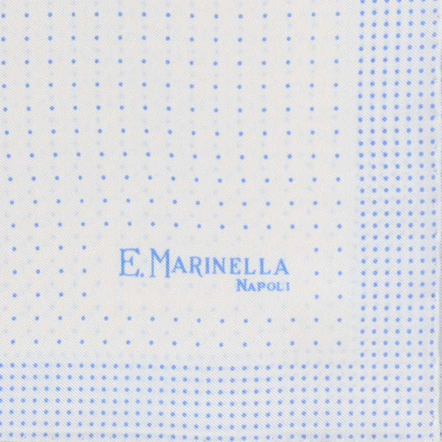 WHITE HAND-PRINTED SILK POCKET SQUARE