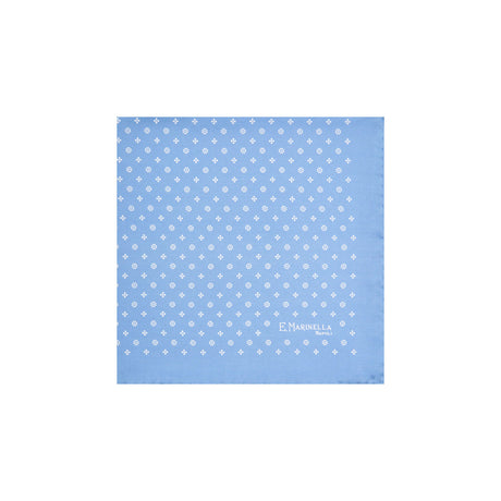 LIGHT BLUE HAND-PRINTED SILK POCKET SQUARE