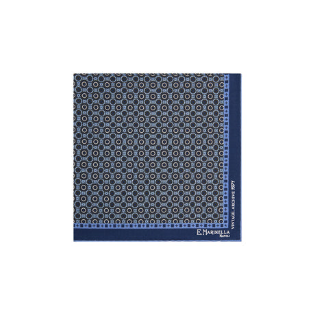 POCHETTE DA TASCHINO IN SETA STAMPATA A MANO BLU SCURO