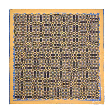 YELLOW HAND-PRINTED SILK POCKET SQUARE