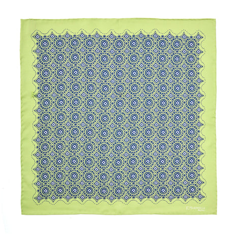 LIGHT GREEN HAND-PRINTED SILK POCKET SQUARE