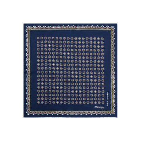 POCHETTE DA TASCHINO IN SETA STAMPATA A MANO BLU SCURO